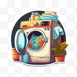 洗衣机的卡通插图 向量