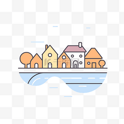 河上的房屋平面轮廓图标 bgcolors 