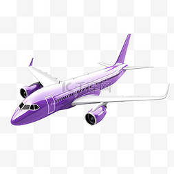 签证广告图片_白色和紫色的飞机 3D 插图旅游概