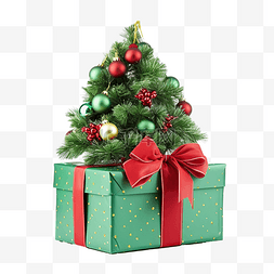 红绿色圣诞图片_带红丝带的绿色礼物