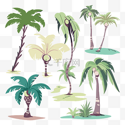 皇冠矢量图片_棕榈树剪贴画矢量集热带棕榈树卡