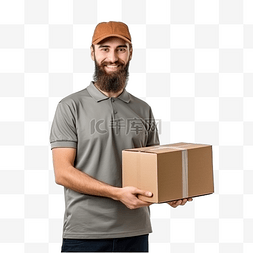 拿着箱子的男子快递员送包裹