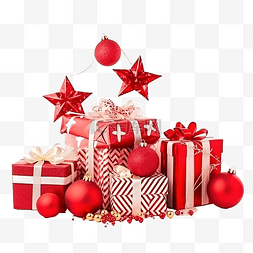复古红色丝带边框图片_圣诞节与礼品盒