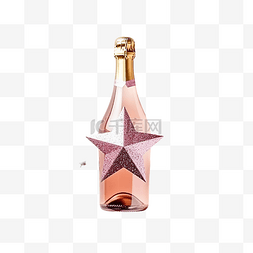 粉红色不同圣诞装饰的香槟瓶