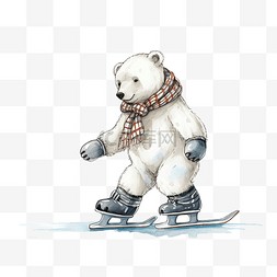 在雪冬和圣诞节的溜冰鞋上画北极