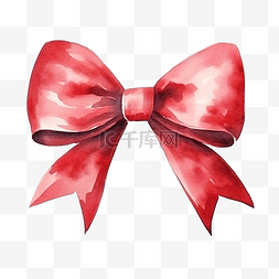 可爱装饰丝带图片_水彩红色蝴蝶结丝带