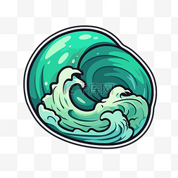 水波背景卡通图片_白色背景剪贴画上绿色海浪设计的