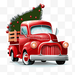 电动皮卡车图片_圣诞红色卡车 向量