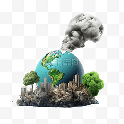 3d 插图空气和地球污染合适的生态