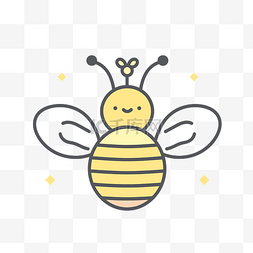 线条皇冠图标设计元素图片_带皇冠的黄色蜜蜂的线条画图标 