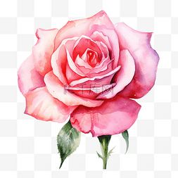 一朵绽放的玫瑰图片_一朵粉红玫瑰水彩插图