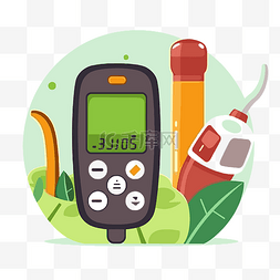 卡通血糖图片_用温度计显示糖尿病技术的平面卡