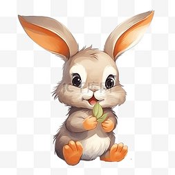 兔子吃胡萝卜元素插画