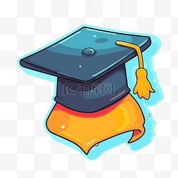 设计毕业设计图片_白色背景上带毕业帽的卡通帽 向