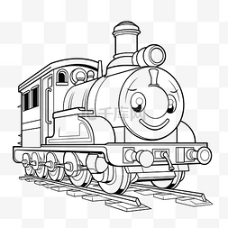 卡通火车和铁路图片_火车着色页轮廓素描的托马斯和他