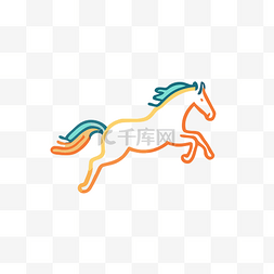 在不同颜色的白色背景上奔跑的马