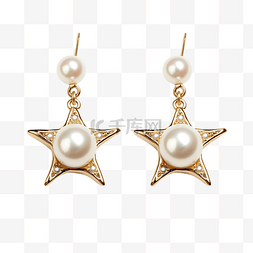 一串珍珠项链图片_金耳环星星和珍珠 PNG