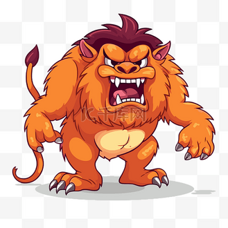 野兽图腾图片素材_野兽剪贴画卡通雄性大角狮子与爪子 向量