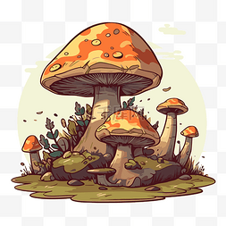 蘑菇剪贴画卡通蘑菇景观矢量图
