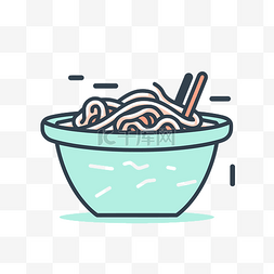 带筷子和勺子图标的碗卡通面条 