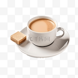 白咖啡杯子图片_下面的小白盘上放着一杯咖啡