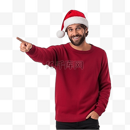 戴着圣诞帽留着胡子的男性拿着购