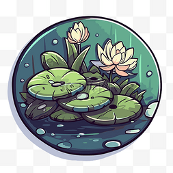 池塘里的卡通睡莲叶 向量