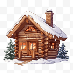 莊图片_卡通冬季房子矢量图像覆盖着雪的