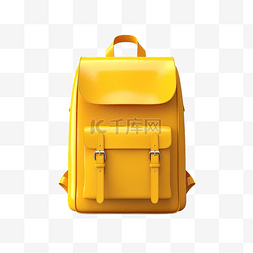 3d 最小黄色书包回到学校概念 3d 
