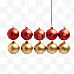 红色圣诞球图片_金色链条上挂着红色圣诞球上的金