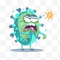 流感剪贴画病毒卡通病毒与愤怒的