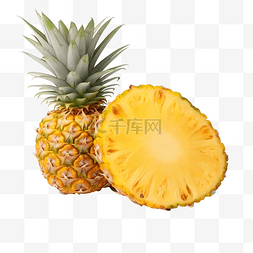 菠萝黄色背景图片_黄色多汁成熟的菠萝分离切出