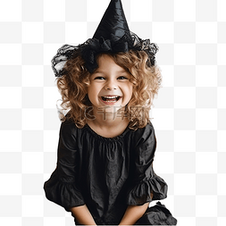 有趣的卧室图片_穿着女巫服装的有趣的白人小女孩