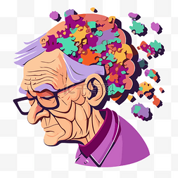 阿尔茨海默氏症的剪贴画：一位老