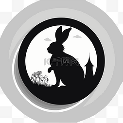 兔子的剪影图片_兔子的剪影在一个圆圈插图插图剪