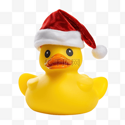 黄色橡皮图片_戴着圣诞帽的黄色橡皮鸭