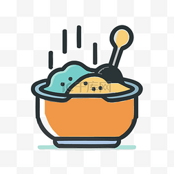 矢量煲汤锅图片_一个橙色的碗，里面有冰淇淋 向