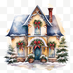 树雪景图片_为圣诞节装饰的可爱时尚的欧洲房