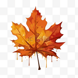 秋天的剪贴画矢量图片_秋天的叶子剪贴画红色枫叶与滴水