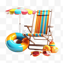 趣游图片_暑假概念与冲浪板太阳镜游泳圈沙