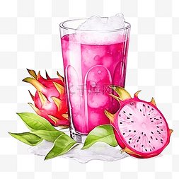 火龙果汁水彩元素