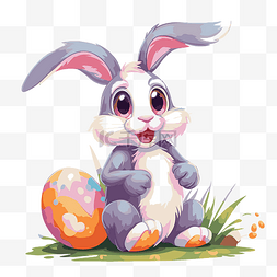 卡通彩蛋免费图片_免费复活节兔子剪贴画卡通兔子坐