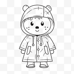 熊在夹克着色页轮廓素描 向量