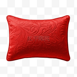 绣花图案的图片_小红色枕头，带有美丽的图案，与