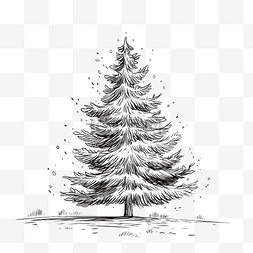 树剪影矢量图片_圣诞树矢量图手绘雕刻墨水素描