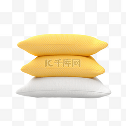 3d 白色和黄色枕头 3d 渲染