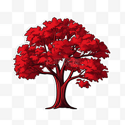 景观贴纸图片_红色树对象贴纸 PNG