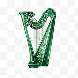 竖琴圣帕特里克节好运象征爱尔兰