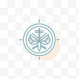 十字架图形图片_带有十字架和蝴蝶的小徽章 向量