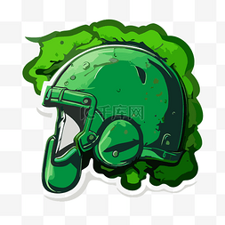 被绿色墙壁剪贴画包围的绿色头盔